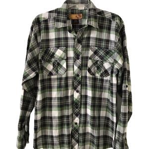 North 15 Plaid Shirt Collared Country Casual Office Long Sleeve Button Up Size M